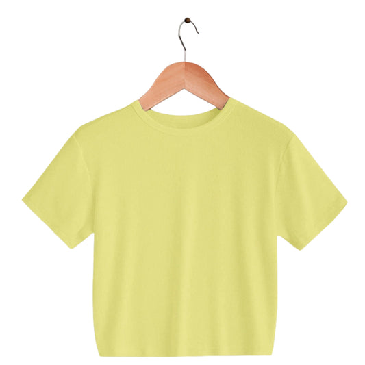 Pista Green Crop Top T-Shirt for Women – Soft Cotton, Casual Fit.