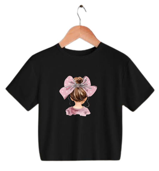 Blush Bow Beauty Tee – Cute Graphic Girl T-Shirt for Women